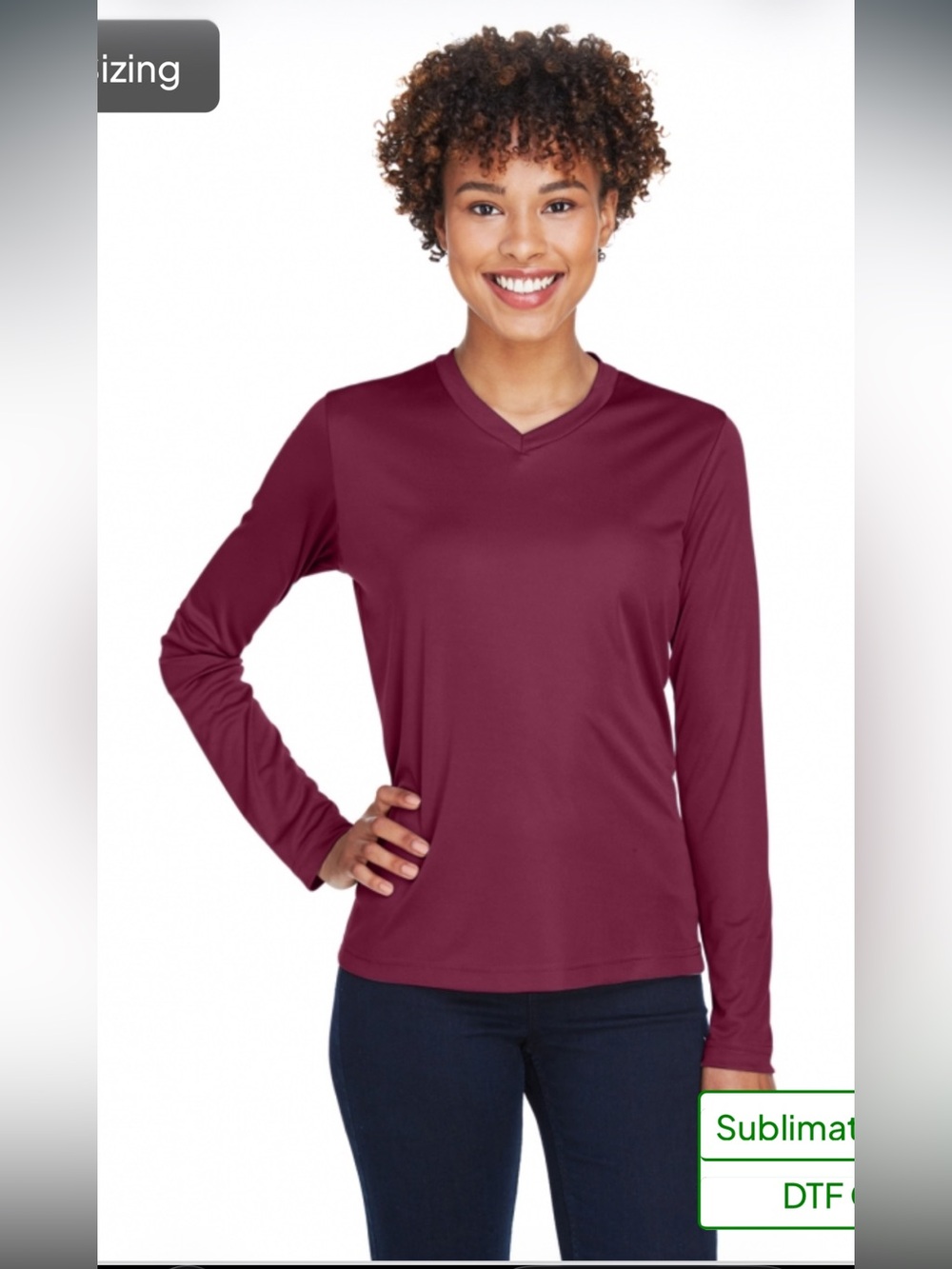 V-Neck Long Sleeve Tee in Plum